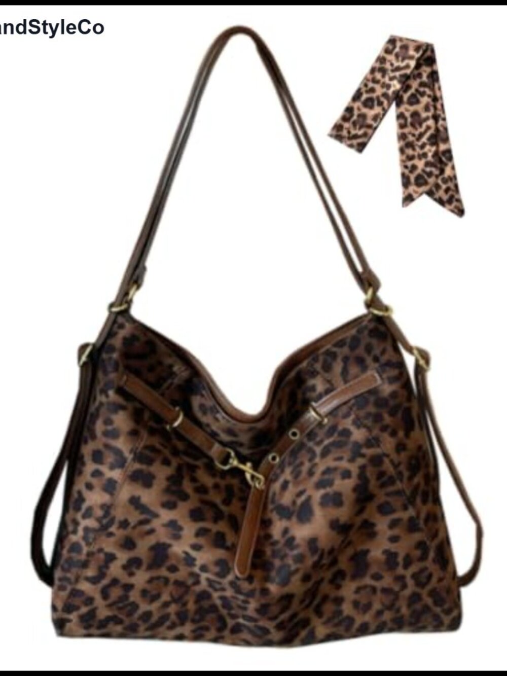 Leopard Print Tote Bag Cheetah Hobo Faux Leather Suede Crossbody Shoulder Purse